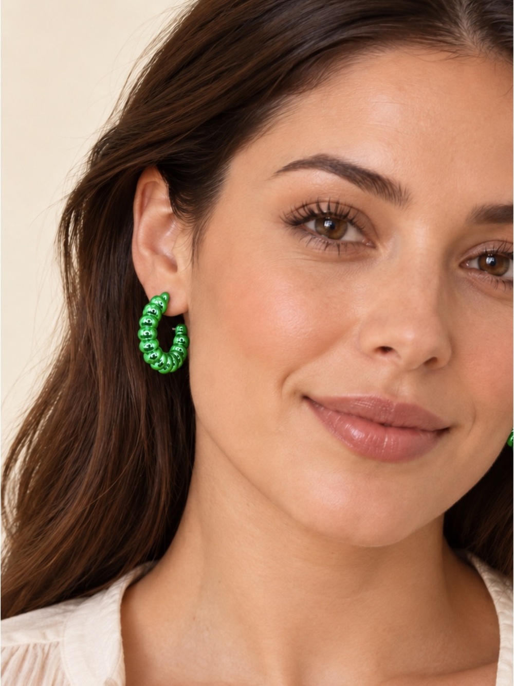 Green sterling silver Hoop Earrings 925